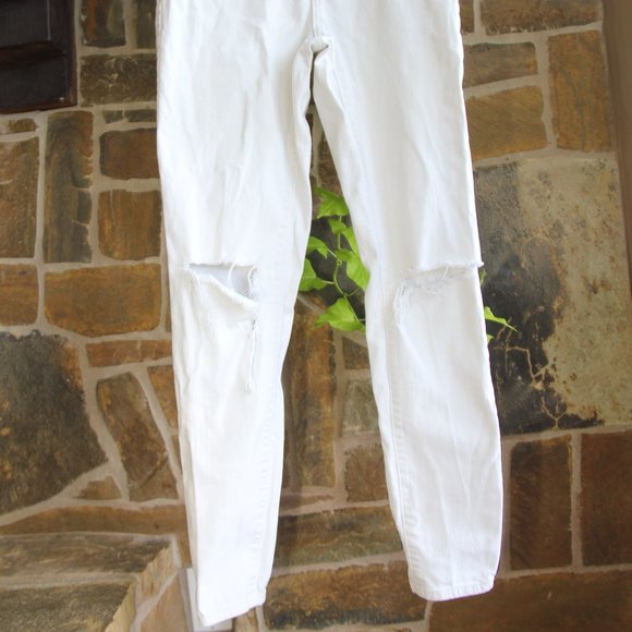 bp White High Waist Distressed Skinny Jeans SZ 7 - Picture 2 of 7